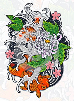 Japanese Fish Tatto design goldfish photo