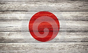 Japanese flag wooden plank background