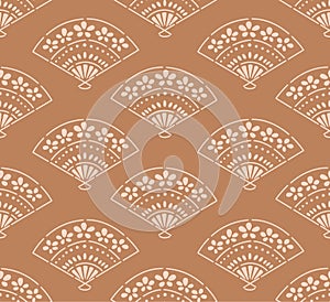 Japanese Flower Fan Vector Seamless Pattern
