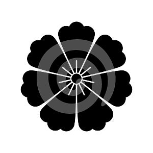 Japanese Flower icon in flat style on white.
