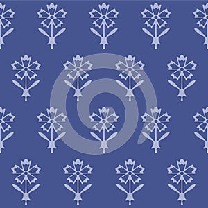 Japanese Flower Stem Motif Vector Seamless Pattern