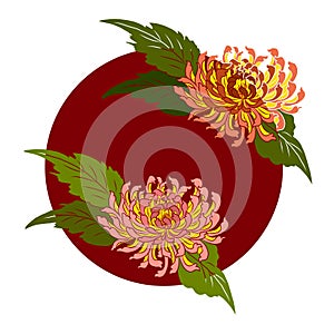 Japanese flower vector for coloring book isolate on white background.