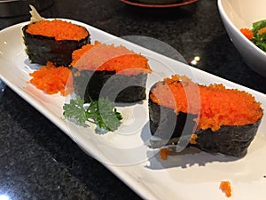 Sushi egg shrimp