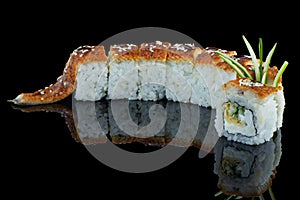 Japanese food. Eel roll. For the menu of cafes and restaurants. photo