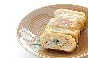 Japanese food, grilled eel in fried egg roll