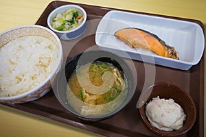 The Japanese food Grilled salmon set meal image .