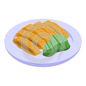 Japanese food icon isometric vector. Asian plate