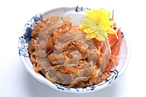 Japanese food jellyfish with seasame oil