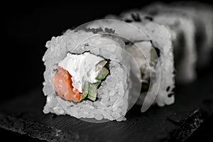 Japanese food. roll with philadelphia and sesame seeds