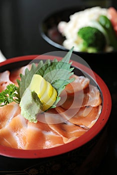 Japanese food - Salmon ikura don salmon and ikura with Rice