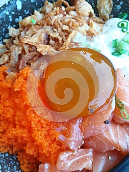 Japanese food sashimi salmon and sushi