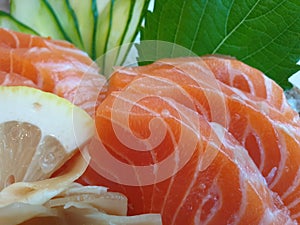 Japanese food sashimi salmon and sushi