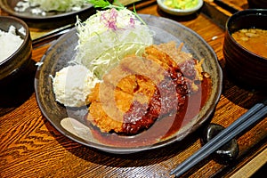 Japanese food set meal, (Tonkatsu