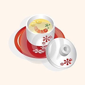 Japanese food steamed egg elements vector,eps