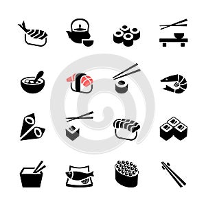 Japanese food Sushi web icon set