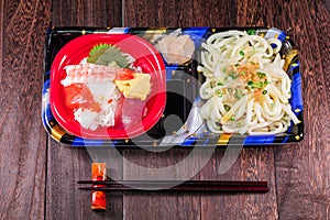 Japanese food Tekka Don and udon noodles , Japanese cuisine