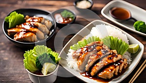 Japanese food, Teriyaki chicken set meal