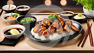 Japanese food, Teriyaki chicken set meal