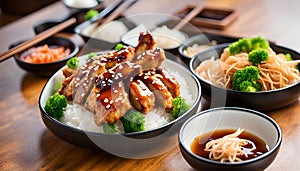 Japanese food, Teriyaki chicken set meal