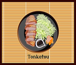 Japanese Food Tonkatsu Design Flat