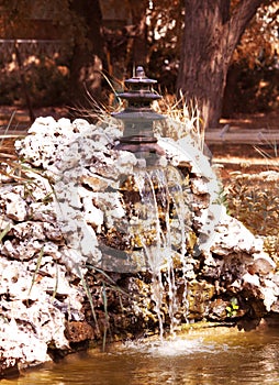 Japanese fountain with pagoda tower