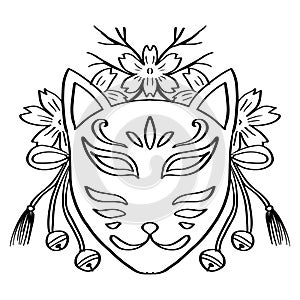 Japanese Fox Mask. Kitsune mask illustration.