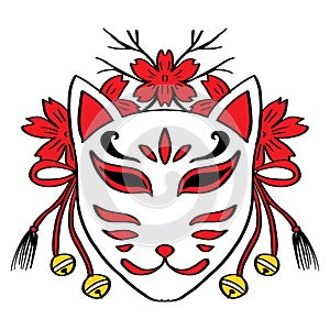 Japanese Fox Mask. Kitsune mask illustration.