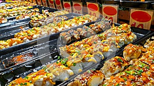 Japanese fusion snack food `sushi sell in Street food market