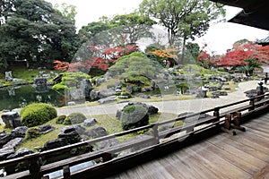 Japanese garden and autumn leaves in Daigoji Temple Sanbo-in, Kyoto, Japan