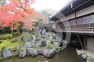 Japanese garden and autumn leaves in Daigoji Temple Sanbo-in, Kyoto, Japan