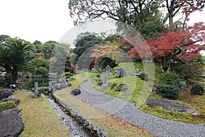 Japanese garden and autumn leaves in Daigoji Temple Sanbo-in, Kyoto, Japan