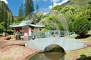 Japanese garden in Iao Valley State Park on Maui Hawaii