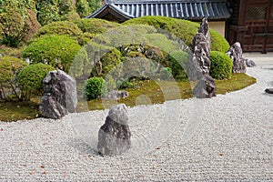 Japanese Garden at Komyoji Temple in Nagaokakyo, Kyoto, Japan. The Temple originally built in 1198