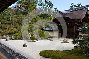 Japanese Garden at Komyoji Temple in Nagaokakyo, Kyoto, Japan. The Temple originally built in 1198