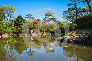 Japanese garden of Osaka Castle at osaka photo