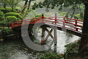 Japanese Garden and Red Bridge