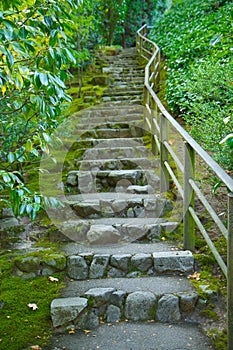 Japanese garden stone staircase