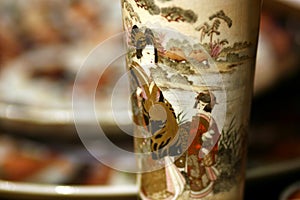 Japanese geisha antique porcelain vase