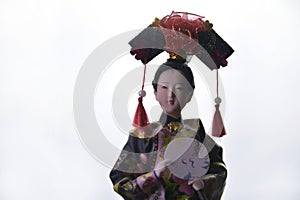 Japanese geisha doll-over isolated on white background