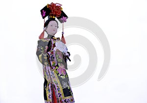 Japanese geisha doll-over isolated on white background