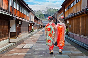 Japanese Geisha at Higashi-Chaya-gai - Geisha District in Kanazawa