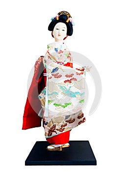 Japanese geisha toy isolated on white background