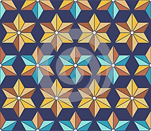 Japanese Geometric Hexagon Star Vector Seamless Pattern
