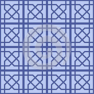 Japanese Geometric Square Flower Vector Seamless Pattern