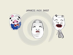 Japanese ghost masks vector photo