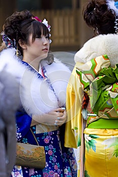 Japanese girl kimono coming of age(seijin shiki)