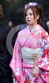 Japanese girl kimono coming of age(seijin shiki)