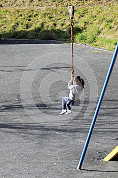 Japanese girl playing with flying fox