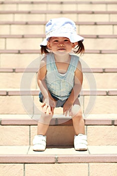 Japanese girl standing on the stairs