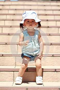 Japanese girl standing on the stairs